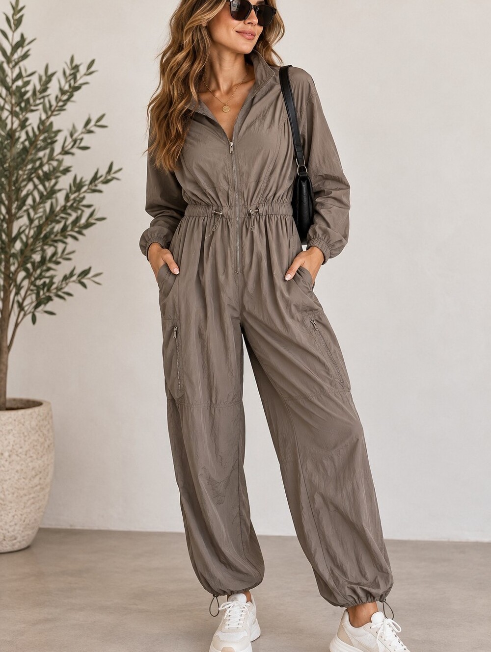 Rare London Parachute Utility Jumpsuit Grey NWT US 8